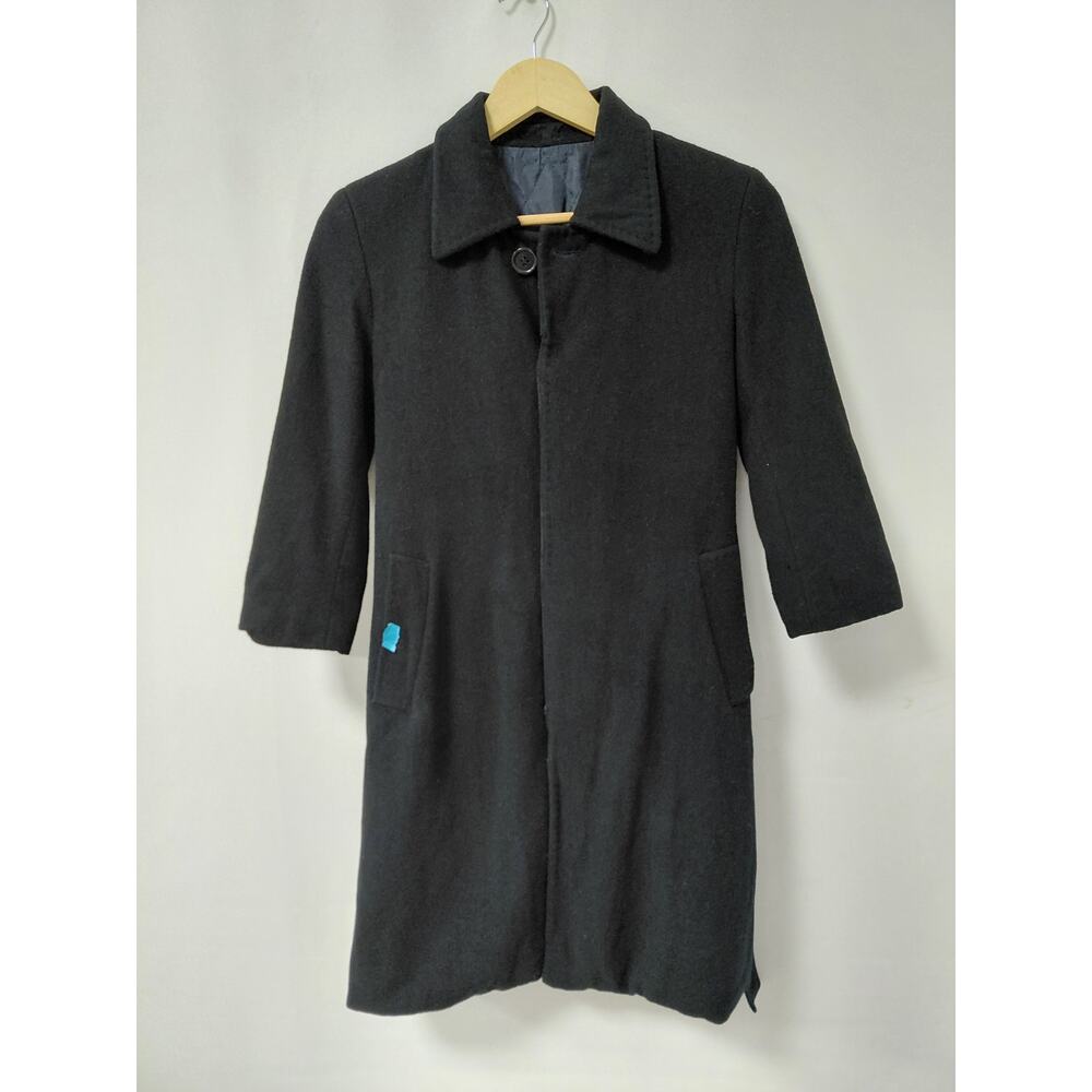 VICTORIO Wool Blend Coat Black 3/4 Sleeve Men See Measurements